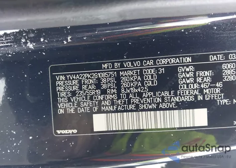 2016 Volvo Xc90 T6 Momentum из США, поврежденный, VIN YV4A22PK2G1085751